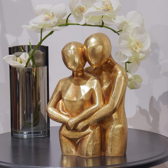Gold Hugging Couple Statue Modern Lovers Figurine Resin Home Shelf Décor Gift - Picture 6 of 9